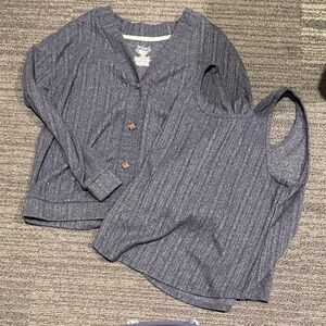 Kids Blue Cardigan and Tank Top Set